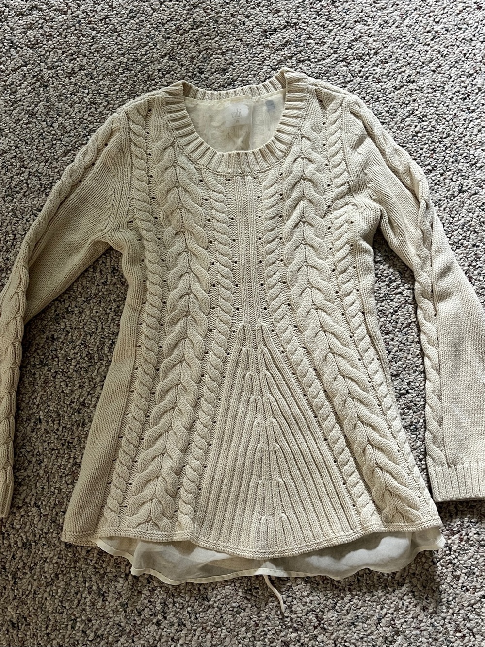 Women's Cream Cable Knit Pullover Sweater